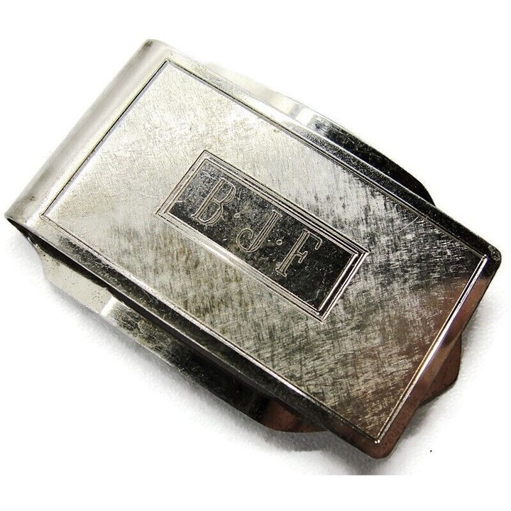 BJF Initials Signed Simmons Sterling Silver 925 Money Clip Wallet Credit Card