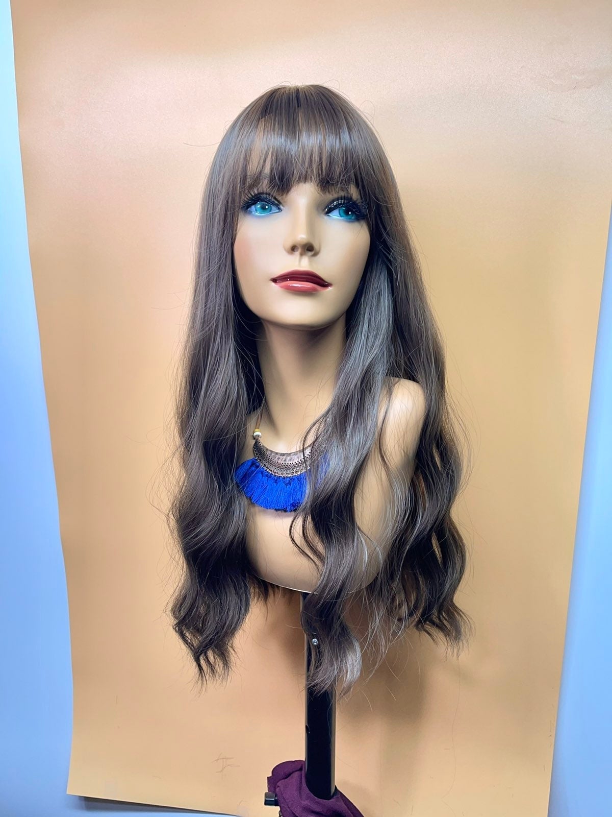 24” Caramel Brown Big Wave Synthetic Wig