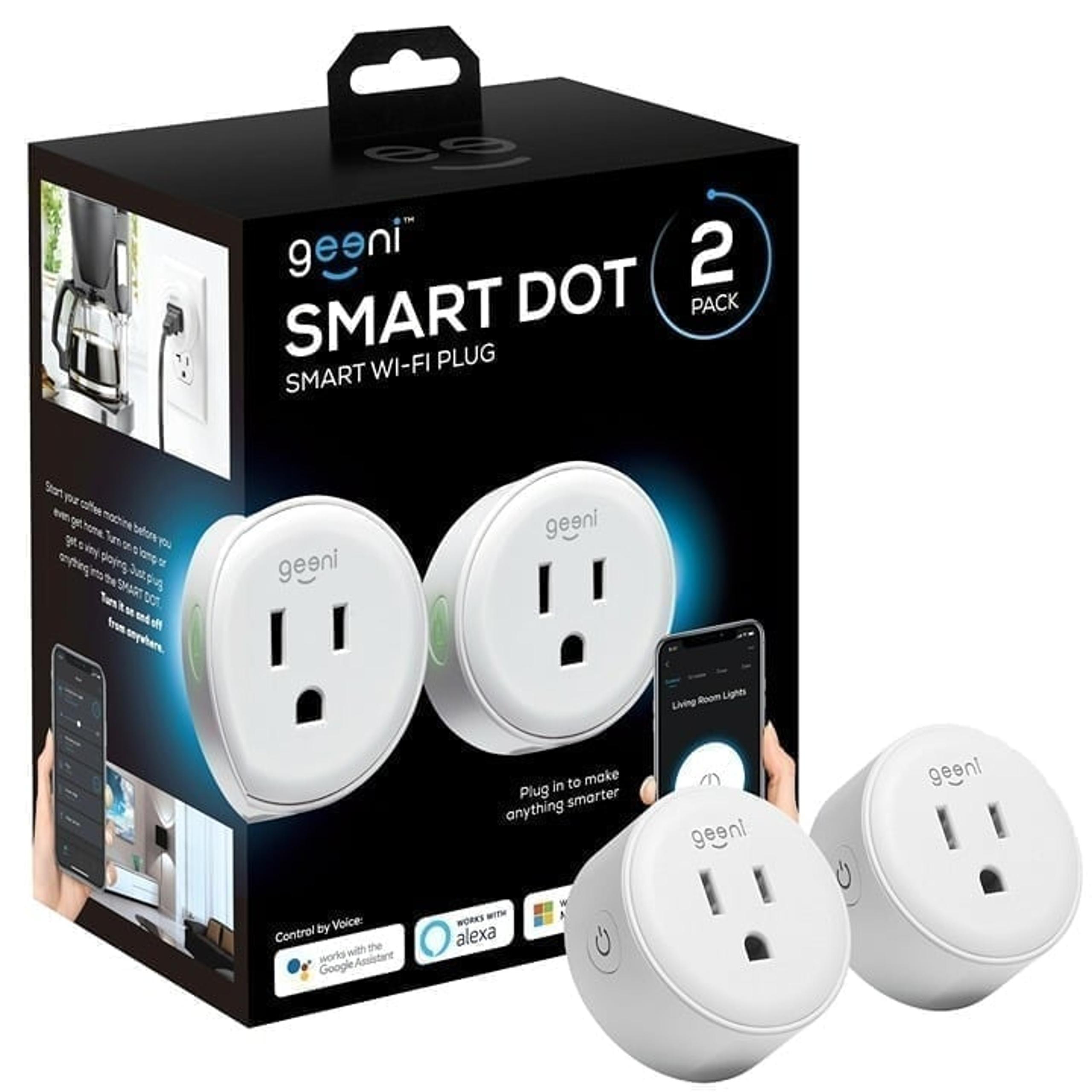 DOT Smart Wi-Fi Outlet Plug with Voice Control (2 Pack)