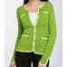 Trina Turk Womens Green/Ivory Trim Edges Long Sleeve Button Front Cardigan Sz. M