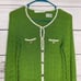Trina Turk Womens Green/Ivory Trim Edges Long Sleeve Button Front Cardigan Sz. M