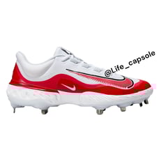 Size 8 Nike Red Alpha Huarache Elite 4 Low Baseball Cleats FD2745-105 White New