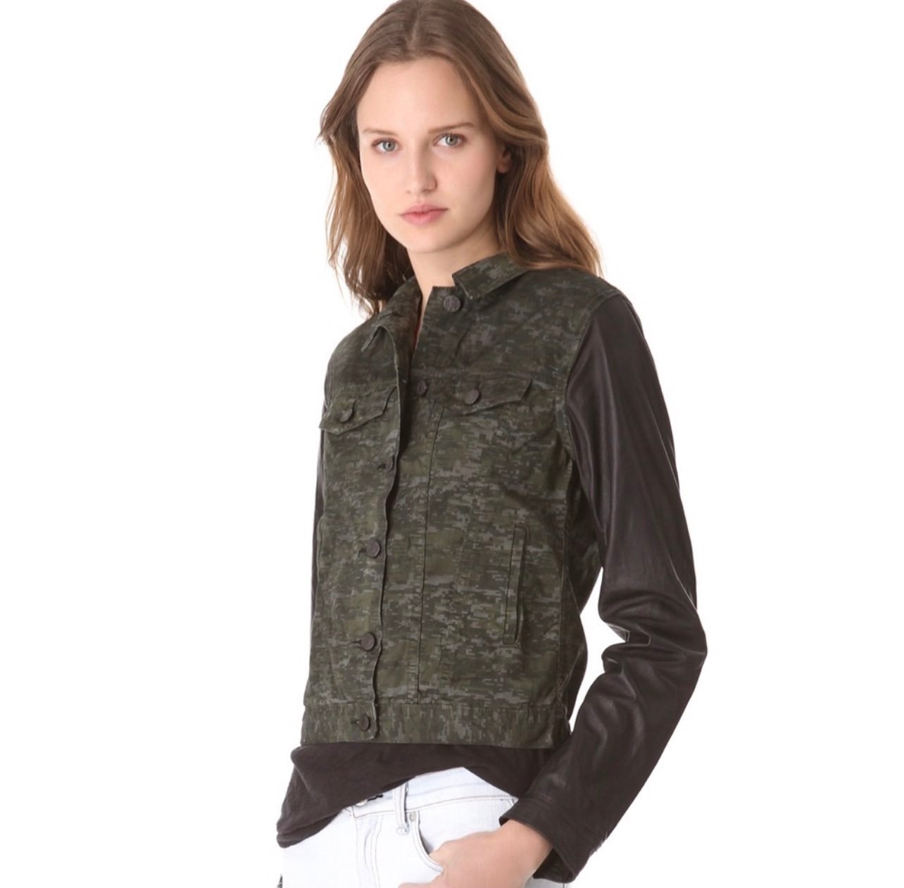 rag and bone camo genuine lamb leather jacket size xs