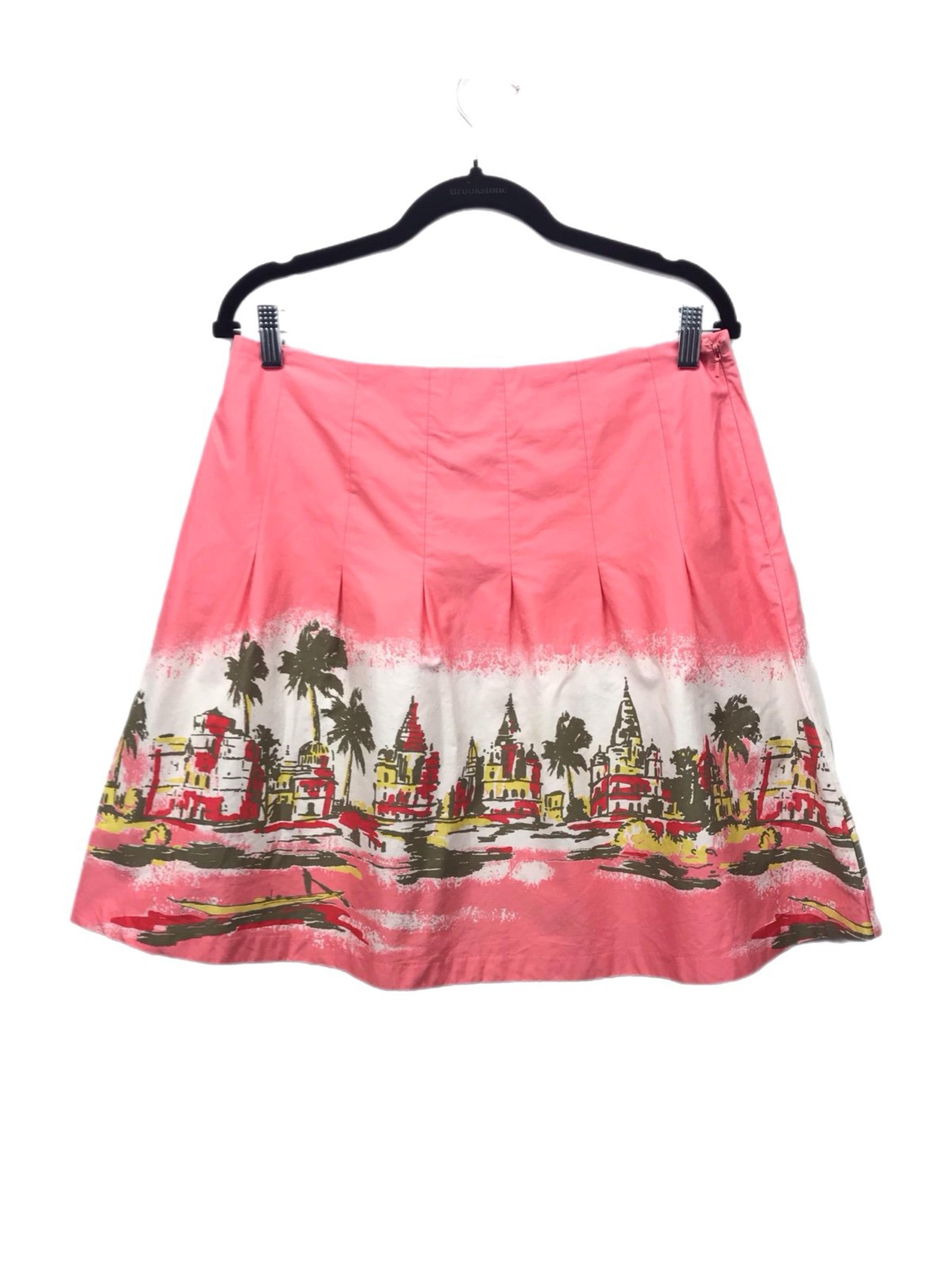 Vintage Old Navy A-Line Pink City Scape Venice 100% Cotton Short Skirt Size 6.