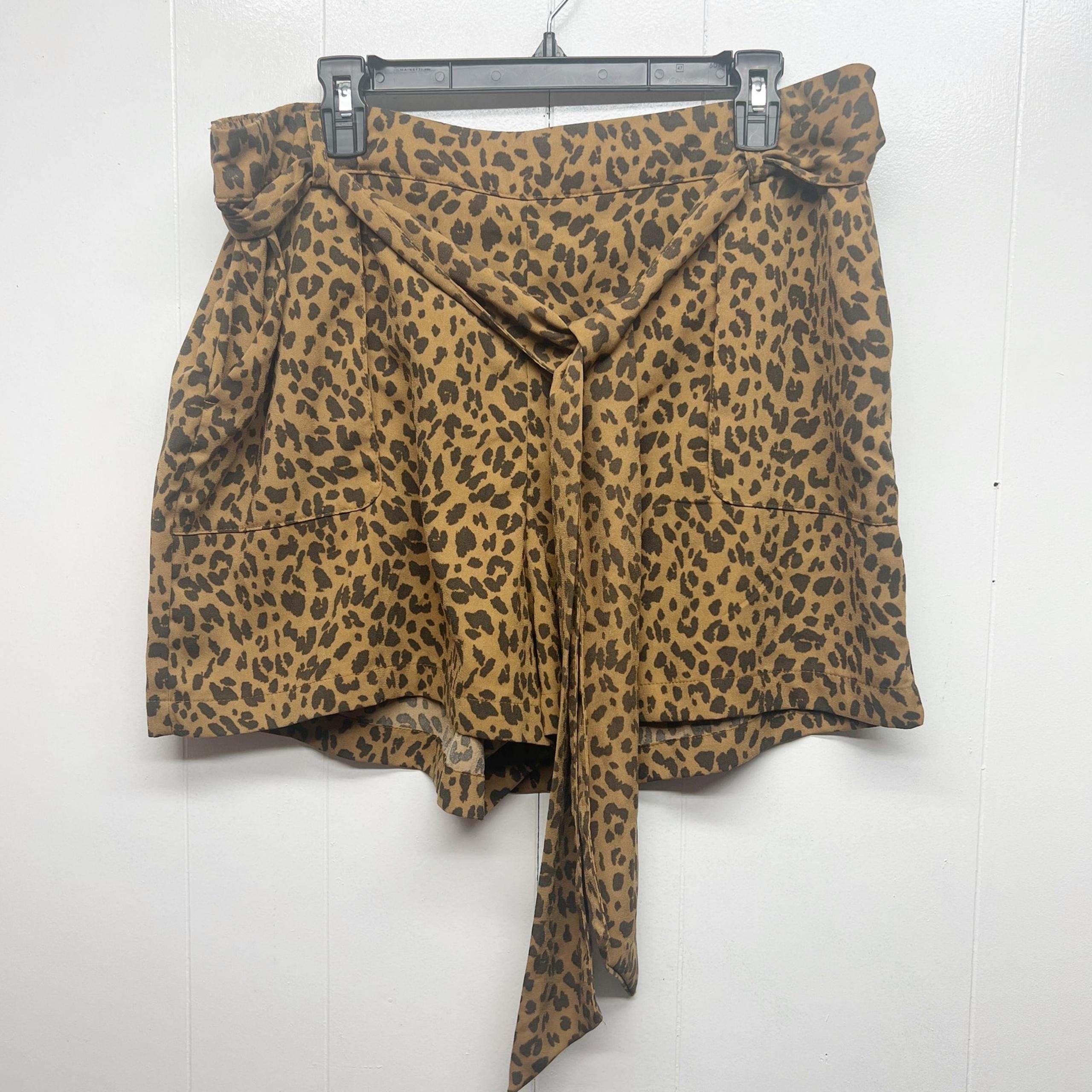 A New Day Cheetah Print Women's High Waisted Shorts w/ Tie Size XXL Pockets
