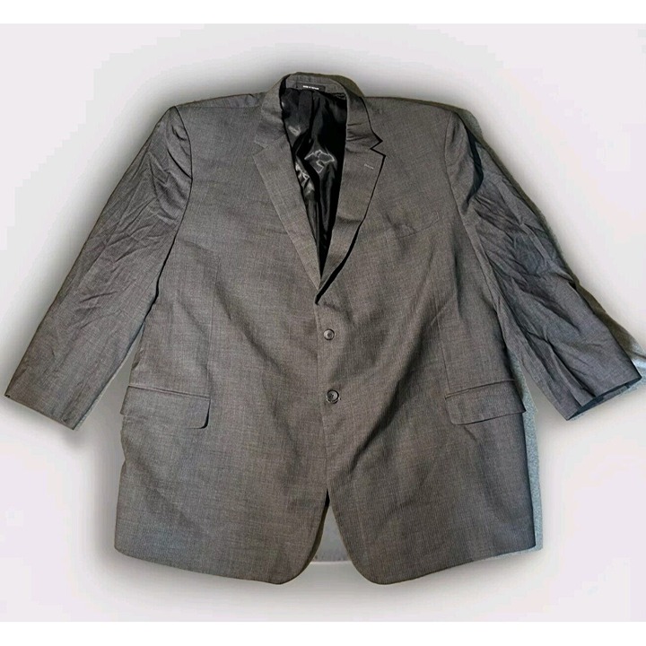 Kenneth Cole Awareness Blazer Wool Mens Size 56 Long Gray Plaid Pockets