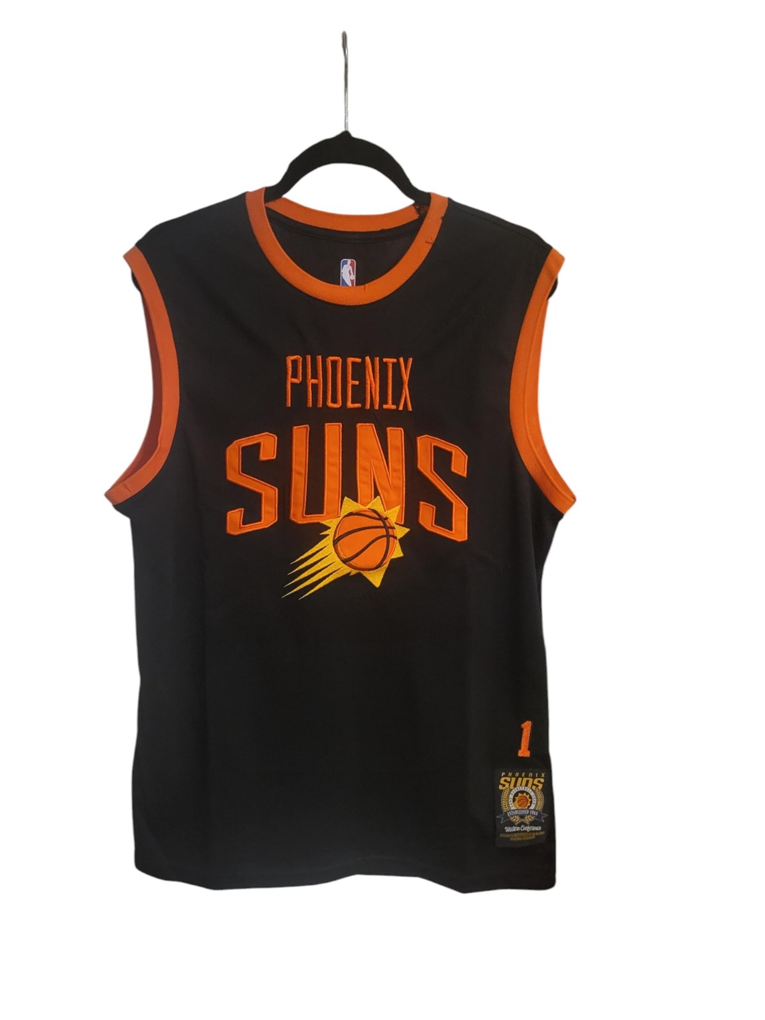 NBA-Men's Black/Orange NBA Phoenix Suns #1 Booker Basketball Jersey size Medium.