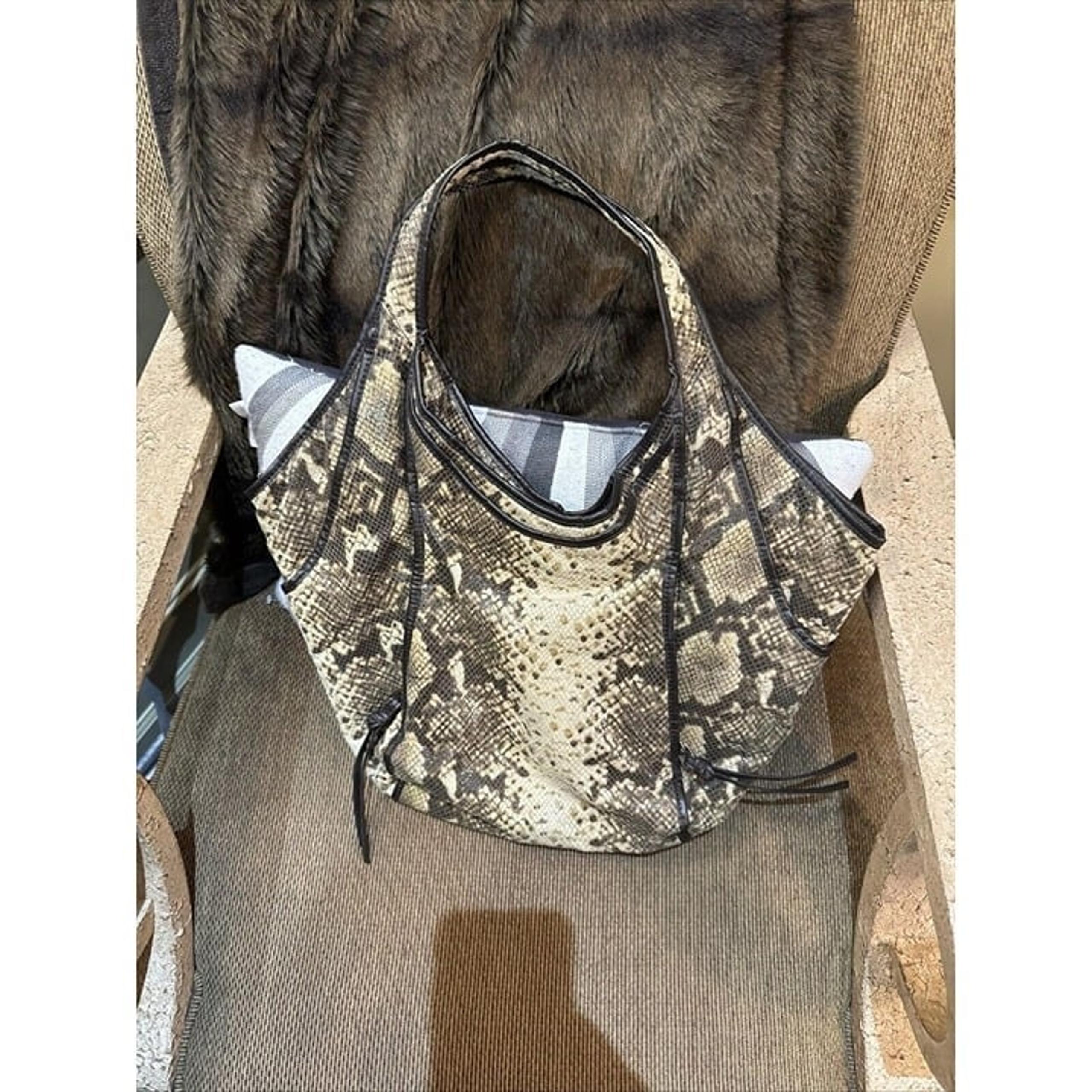 KOOBA Snakeskin Print Hobo Shoulder Bag - Womens 100% PVC Tote/Purse Blue