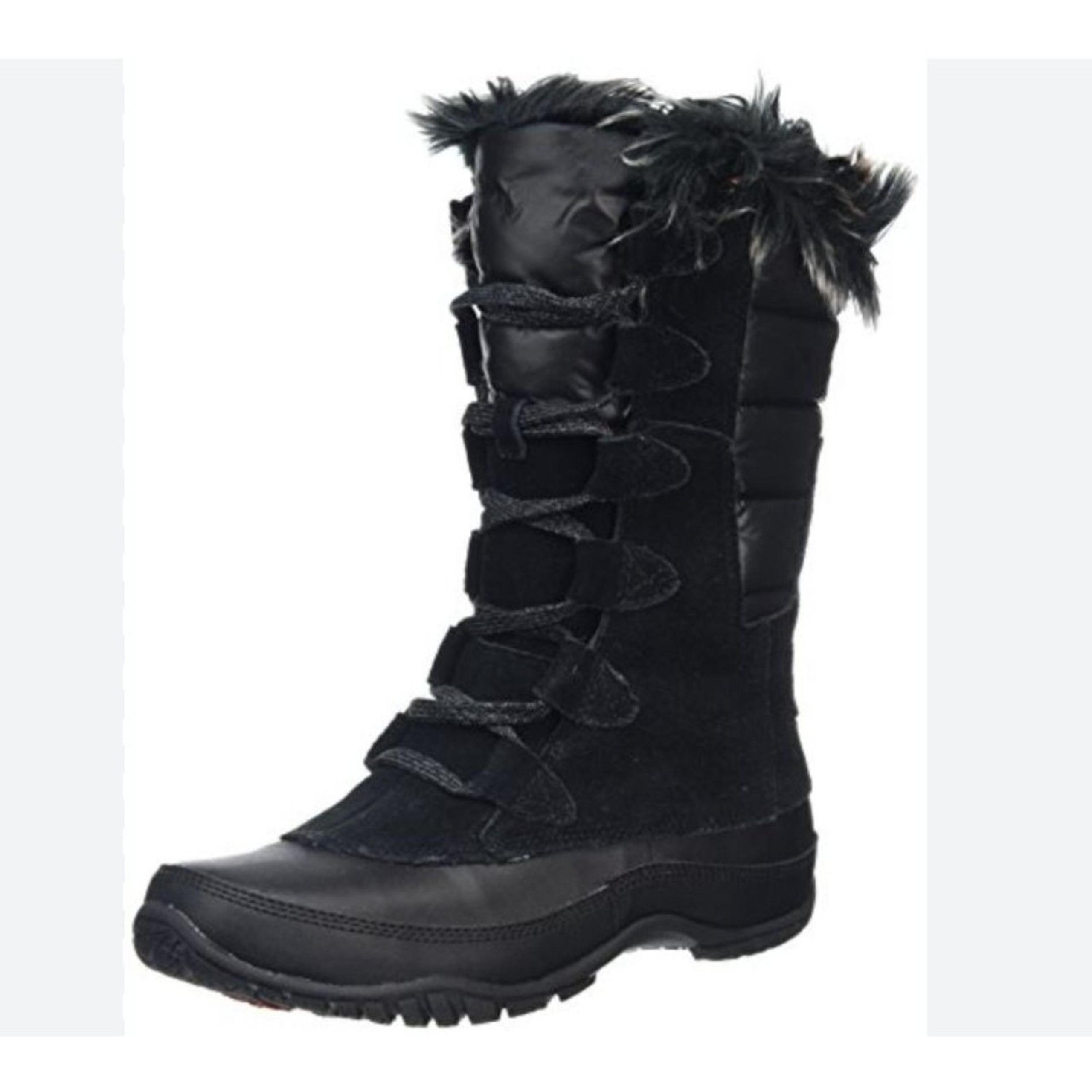The North Face Nuptse Purna Snow Boots Women's Size 7 Fur Lined Tall Black Boots