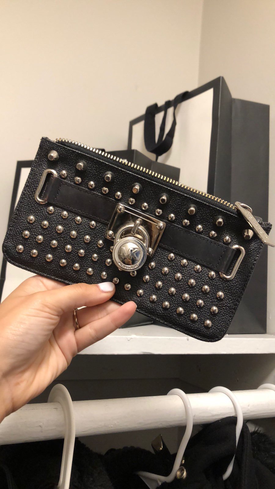 Michael Kors Black Studded Clutch