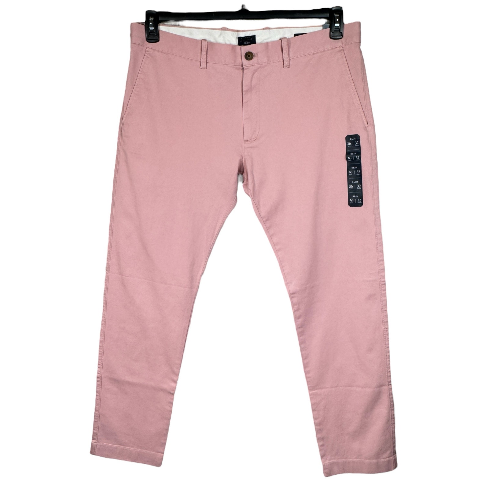 J. Crew Mens SZ 36x32 Flex Slim Pants Zip-Fly Pockets Straight Leg Pink New