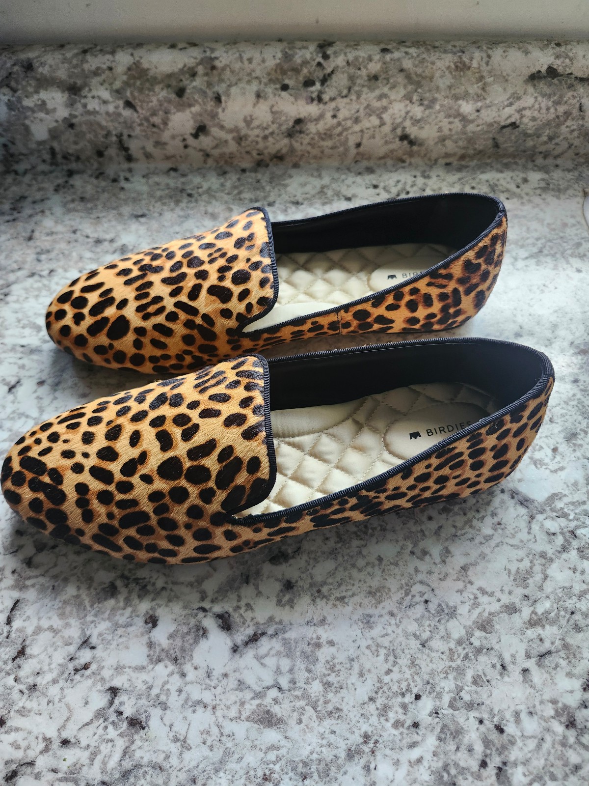 Birdies Starling Leopard Haircalf Flat Loafers Size 10.5