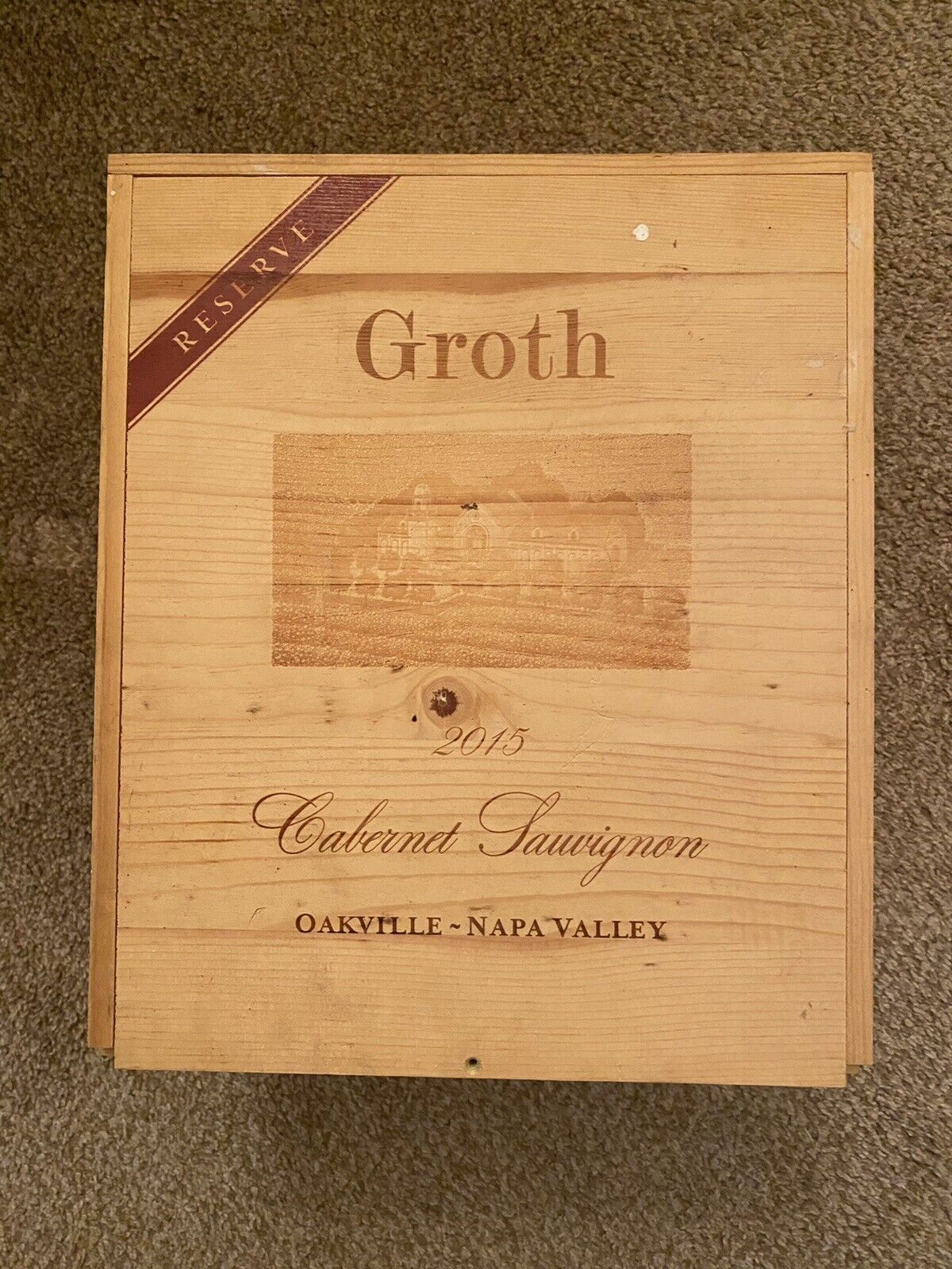 Groth Reserve 2015 Cabernet Sauvignon 6-Bottle Empty Wooden Wine Crate