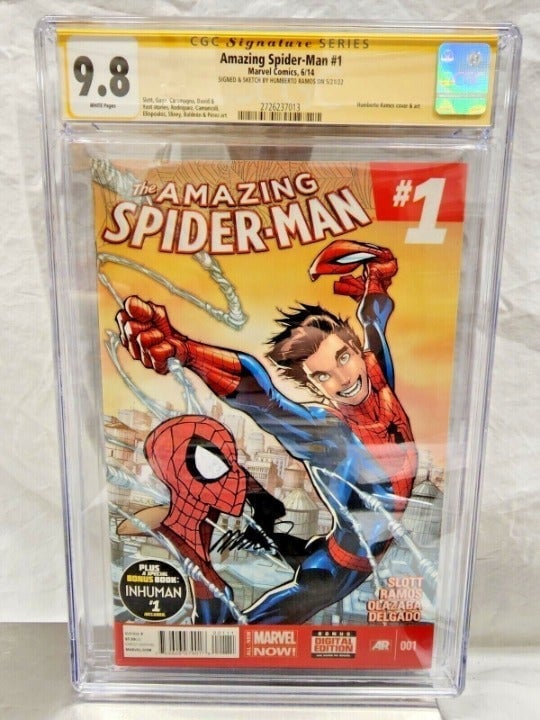 Amazing Spider-Man #1 CGC 9.8 Signed/Sketched Humberto Ramos Silk 2014 CINDY Moo