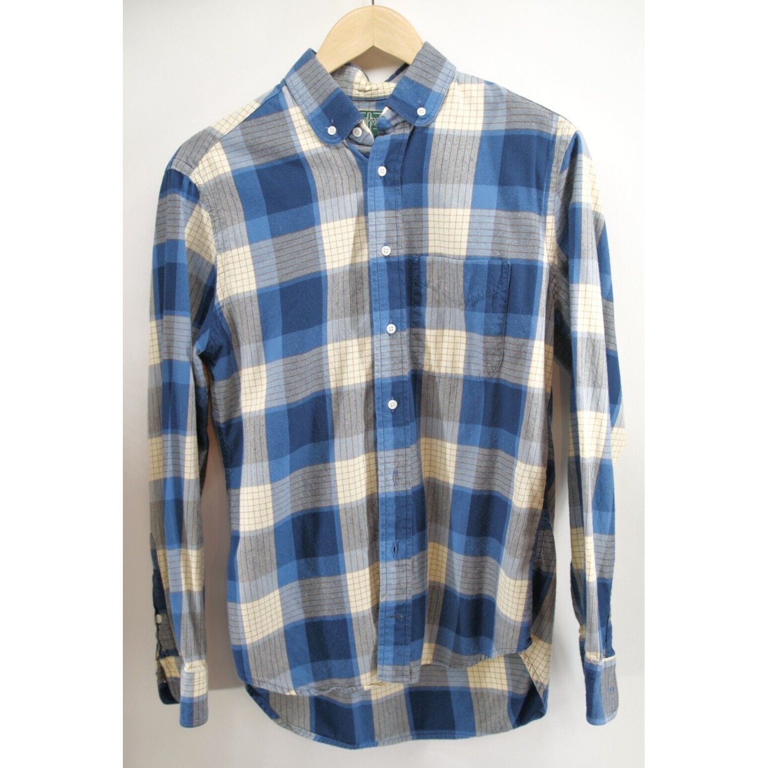 Gitman Bros Vintage Button Down Shirt Men Medium Blue White Cotton Made in USA