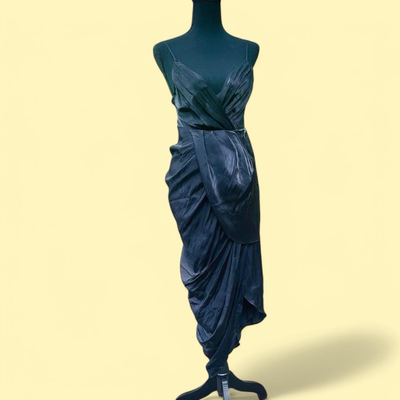 DO+BE Asymmetrical Black Sexy Midi Cocktail Dress Size Medium