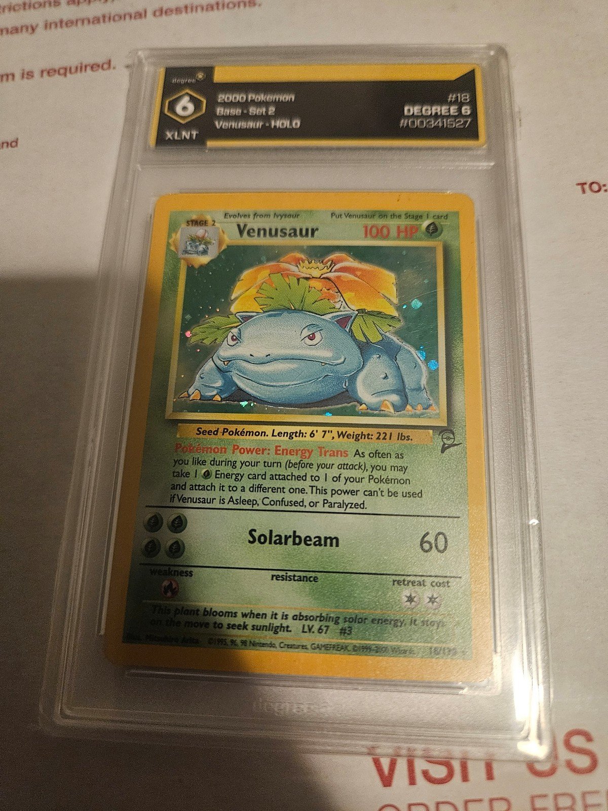 Pokemon Base Set Venusaur grade 6