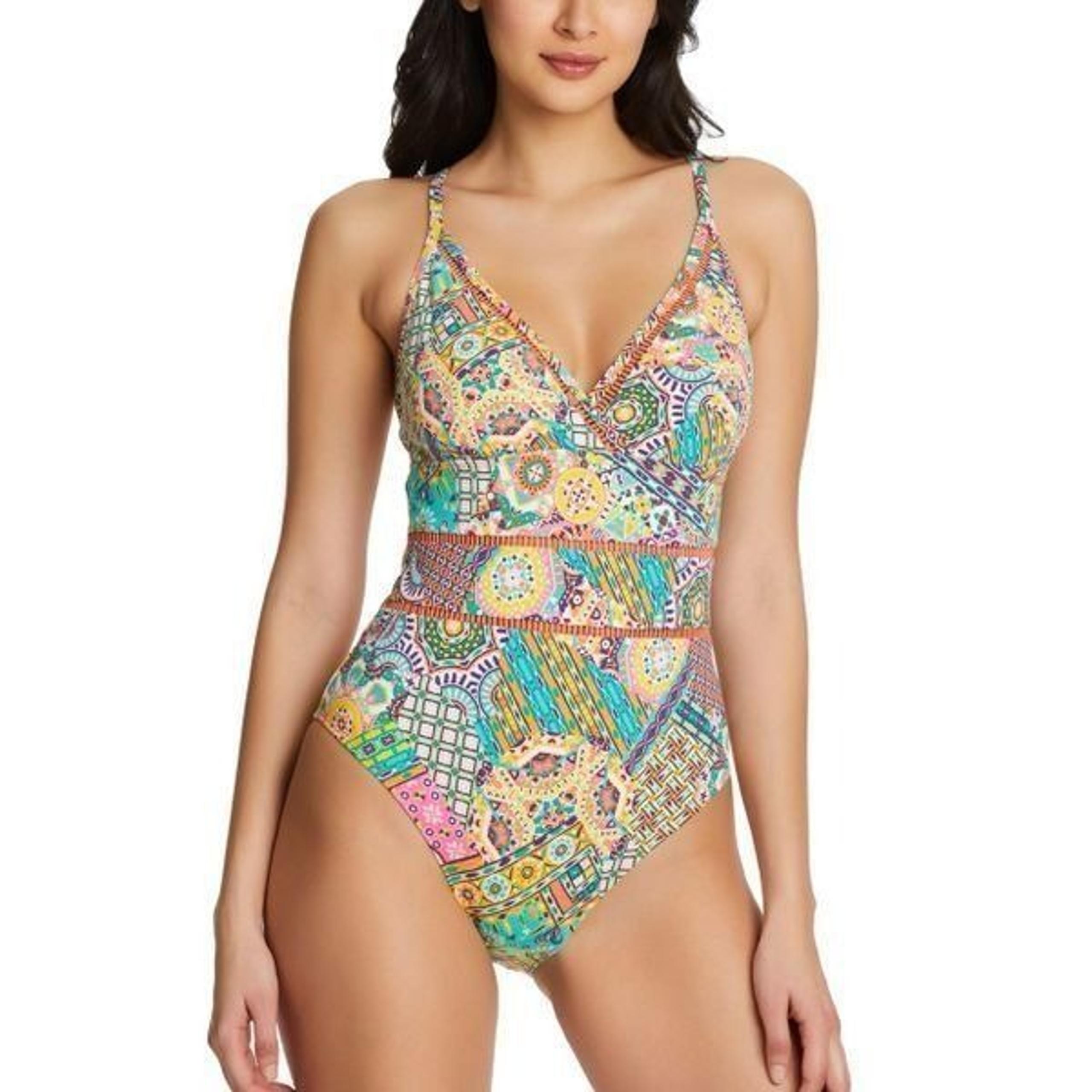 Bleu by Rod Beattie Seriously Sunny X-Back Surplice One-Piece Swimsuit - Multi t