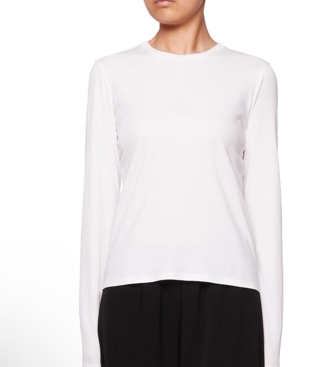 THE ROW WHITE SHERMAN LONG SLEEVED COTTON T-SHIRT