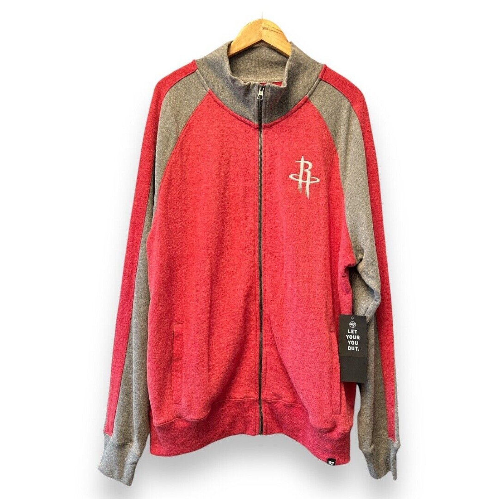 New Nike Houston Rockets Jacket Adult XL Tall Gray Red Full Zip NBA Basketball