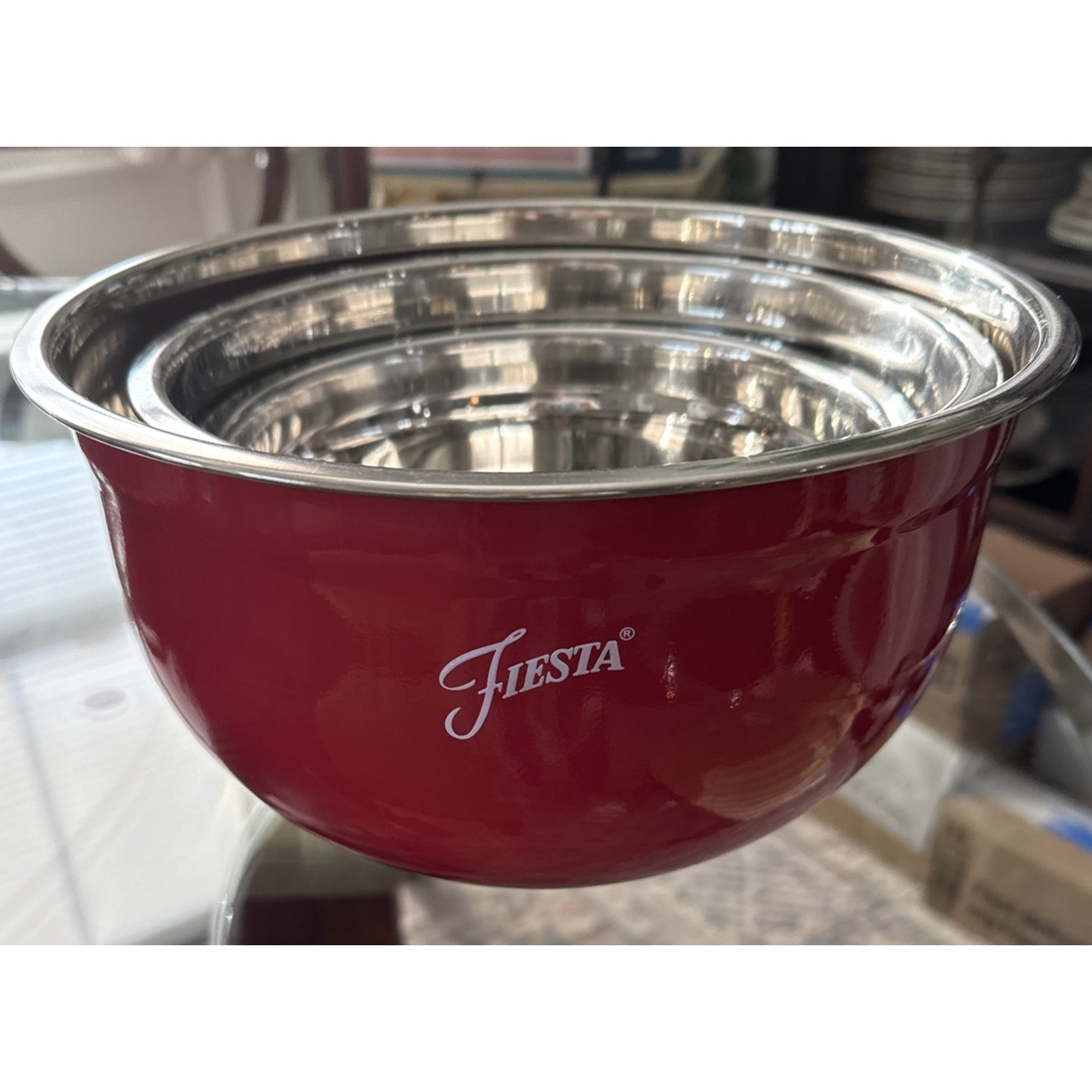 Fiesta Stainless Steel Mixing Bowl Set - 6 Pieces New No Box Red Orange Green