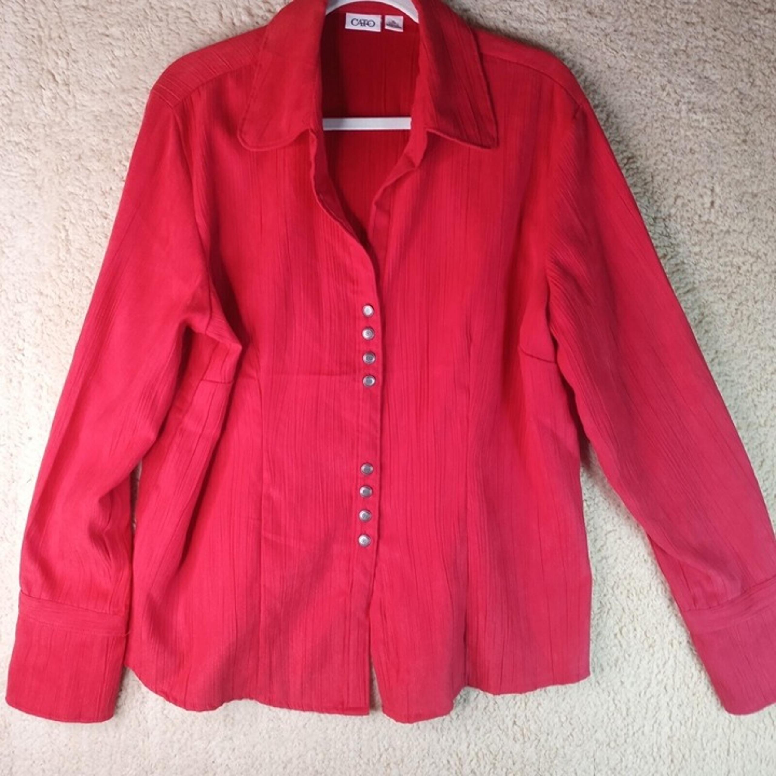 Cato Womens Size XL Red Soft Button Down Long Sleeve Top