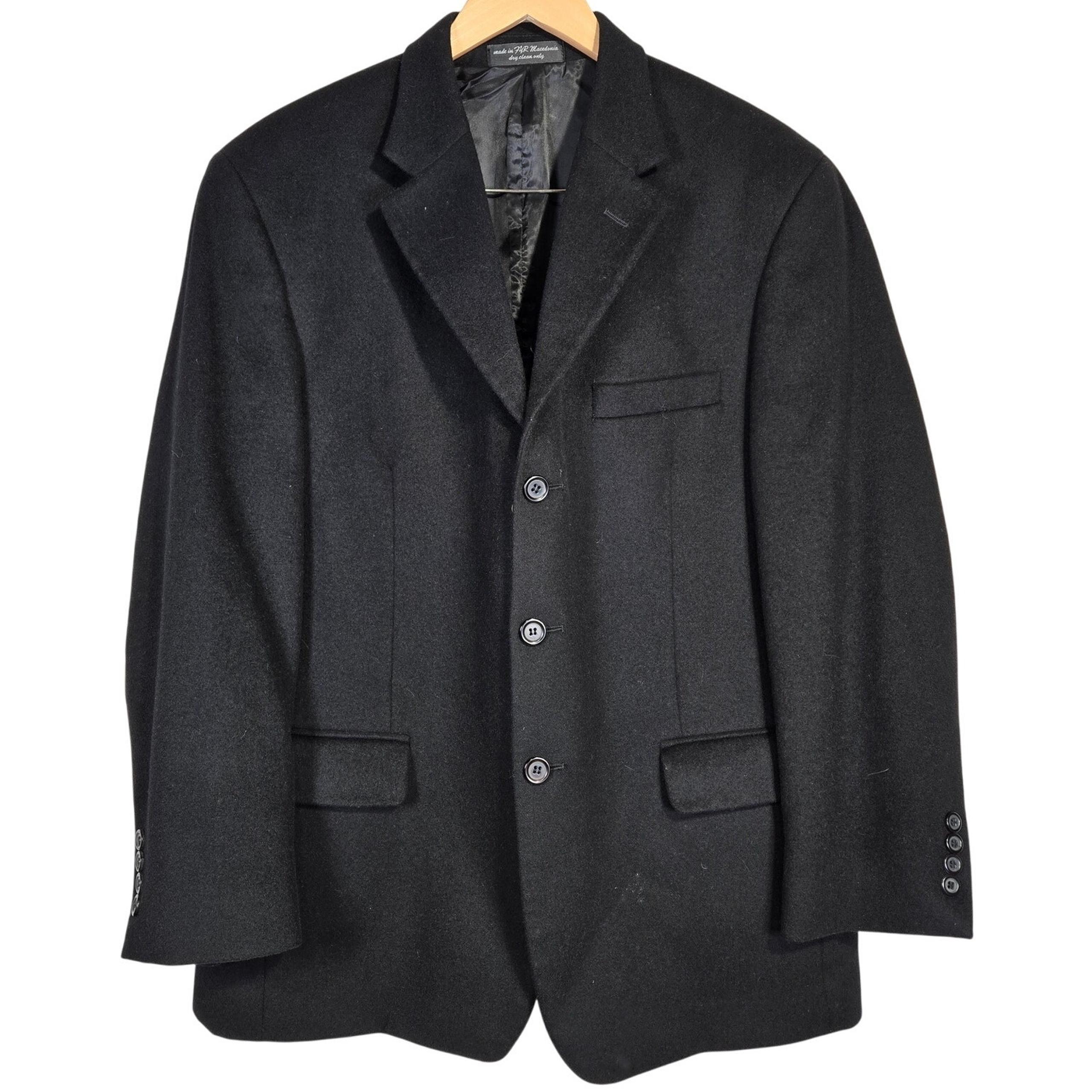 Cezani Wool Silk Cashmere Blend Deep Black Blazer 42S