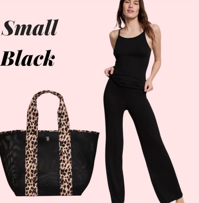 Victoria’s Secret SMALL BLACK Ribbed Modal Cami & Pants Set