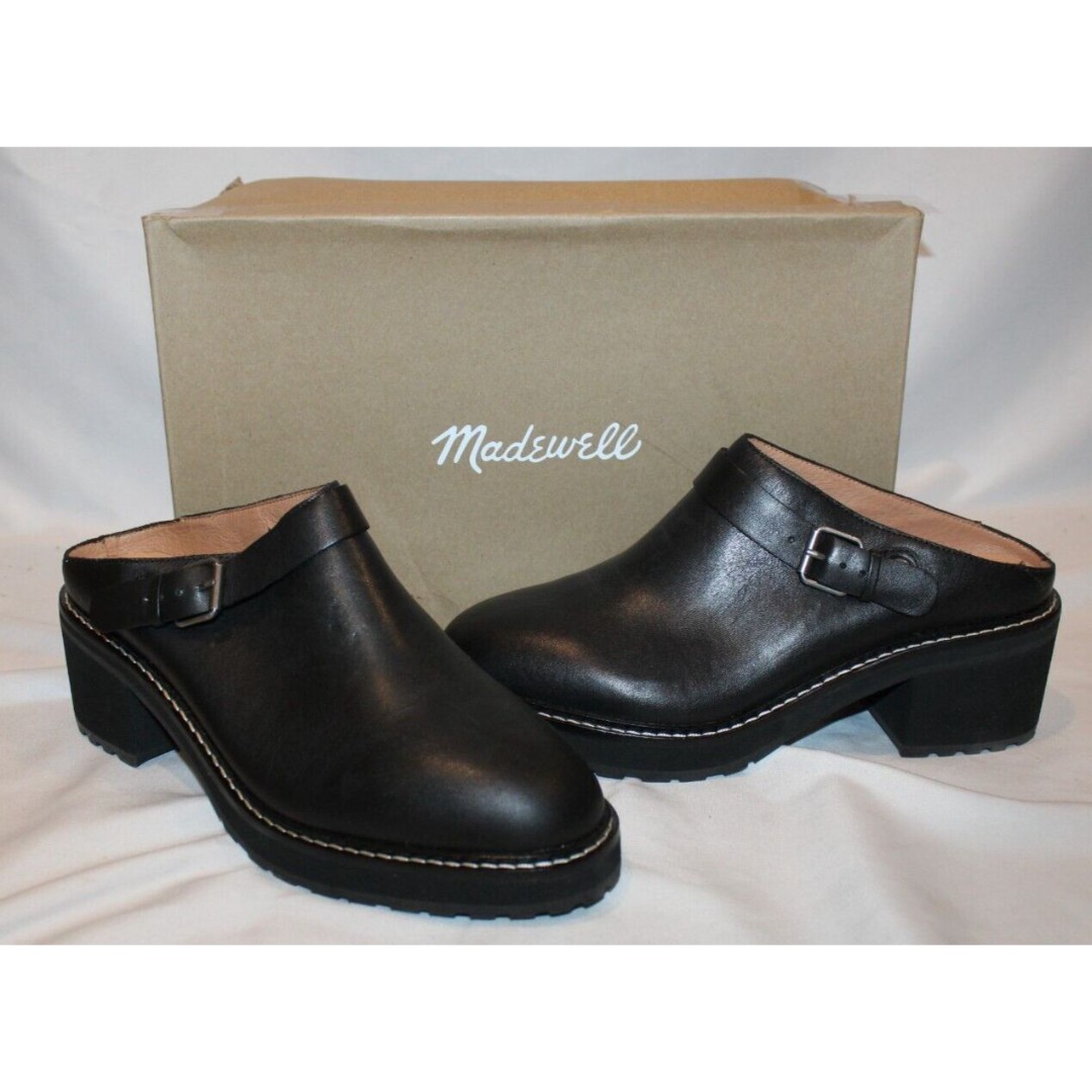 Madewell The Willa Convertible Strap Leather Lug Mule True Black 10 NEW! 168