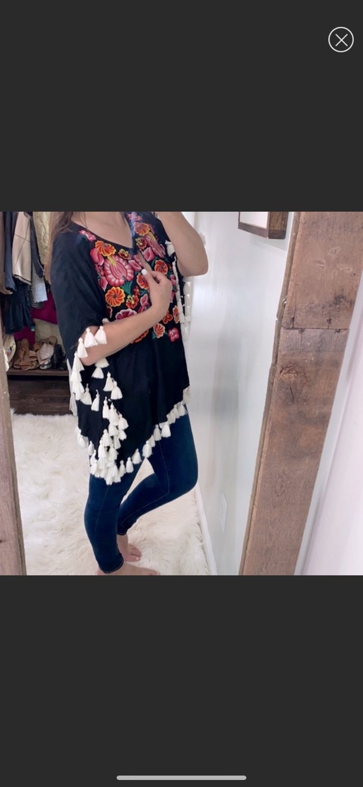 Judith March black floral embroidered swim cover top size small oversized
