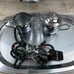 La Belle Silver Co. Percolator Fire King Top with Sugar & Creamer & Plate Set