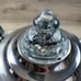 La Belle Silver Co. Percolator Fire King Top with Sugar & Creamer & Plate Set