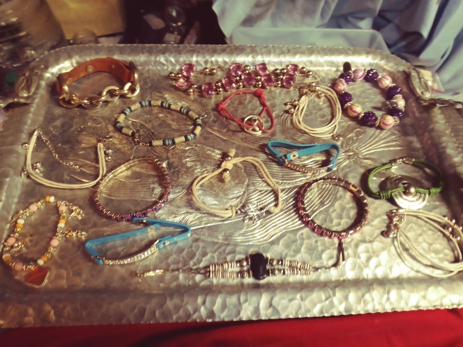 Vintage Assorted Silver Fabric Bracelets Untested Collectible Different Styles
