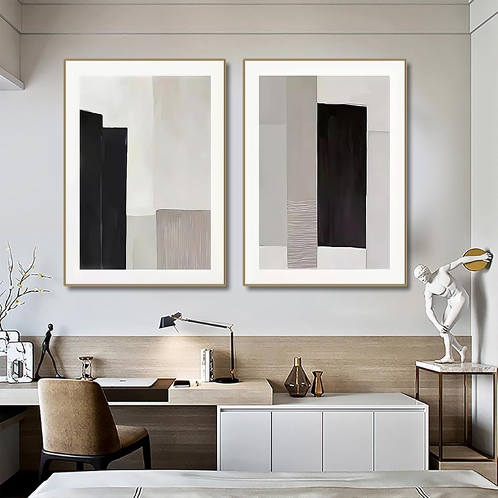 Black White Gray Abstract Wall Art Abstract Geometric Poster Prints Color Block