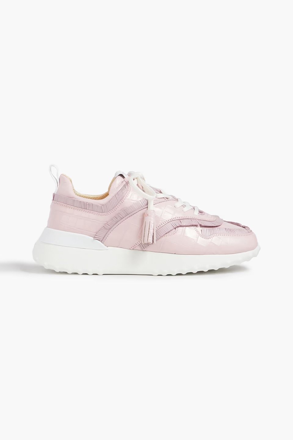 TOD'S Fringed croc-effect leather sneakers