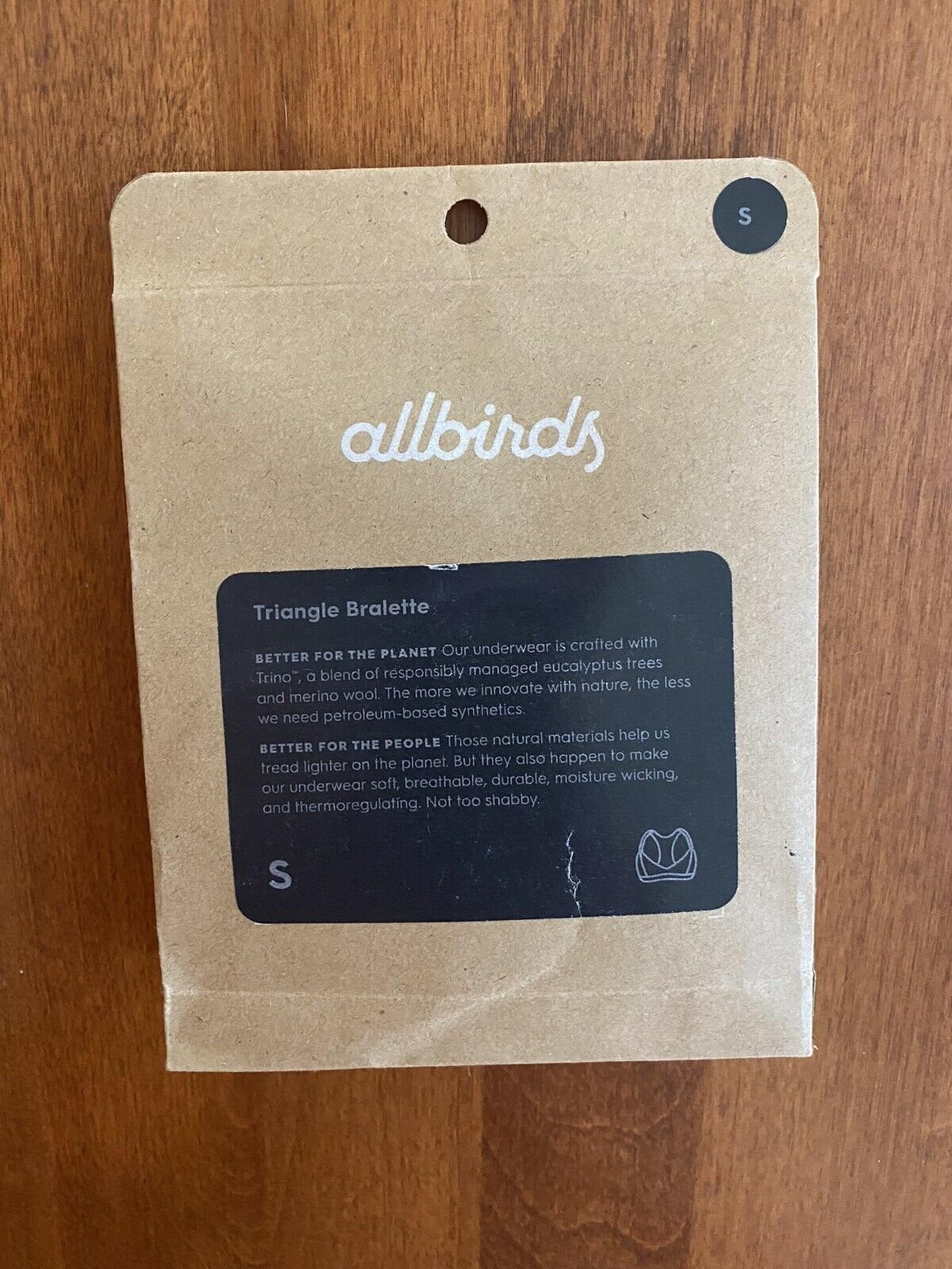 Allbirds Women's Wireless Soft Trino Triangle Bralette, Natural Black, Small