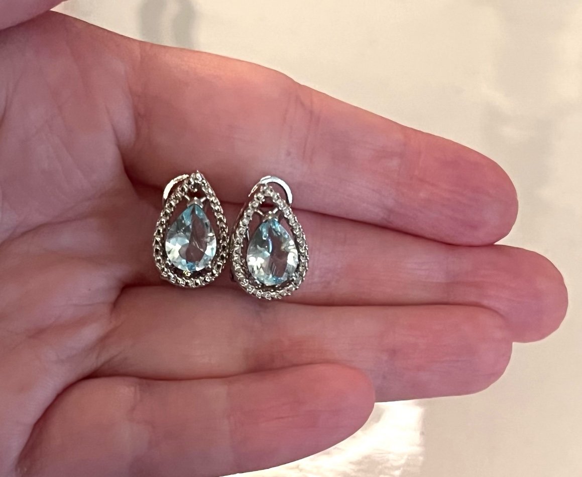 Silver Aquamarine Stud Earrings