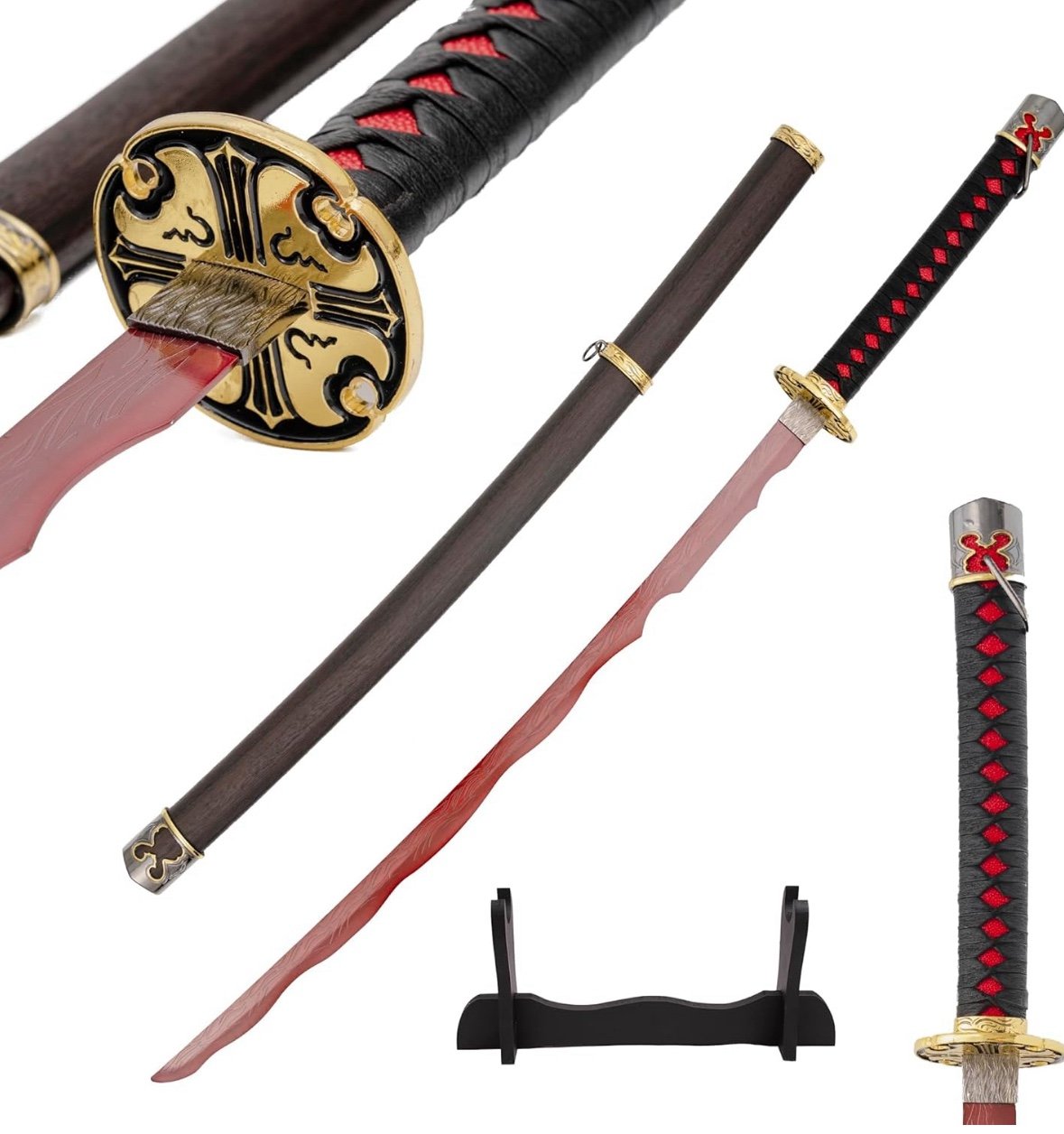 Elden Ring Rivers of Blood Replica Sword, Reel Carbon Steel Blade & Stand-NEW!