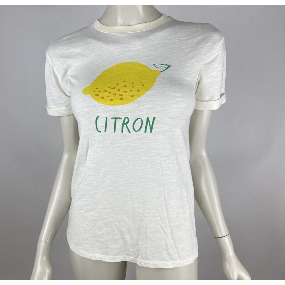 Boden Turn Up Cuff Cotton Citron T-shirt Women XS NWT Short Sleeve Crew Neck
