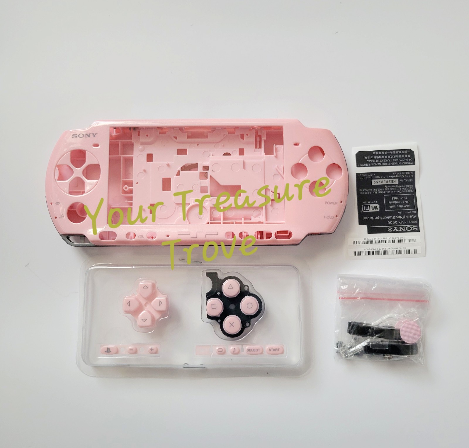 Pink Sony PSP-3000 3001 PlayStation Console Full Replacement Housing Shell