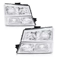 CHROME CLEAR HEADLIGHTS + SIGNAL BUMPER LAMPS FIT FOR 2003-2006 CHEVY SILVERADO