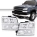 CHROME CLEAR HEADLIGHTS + SIGNAL BUMPER LAMPS FIT FOR 2003-2006 CHEVY SILVERADO