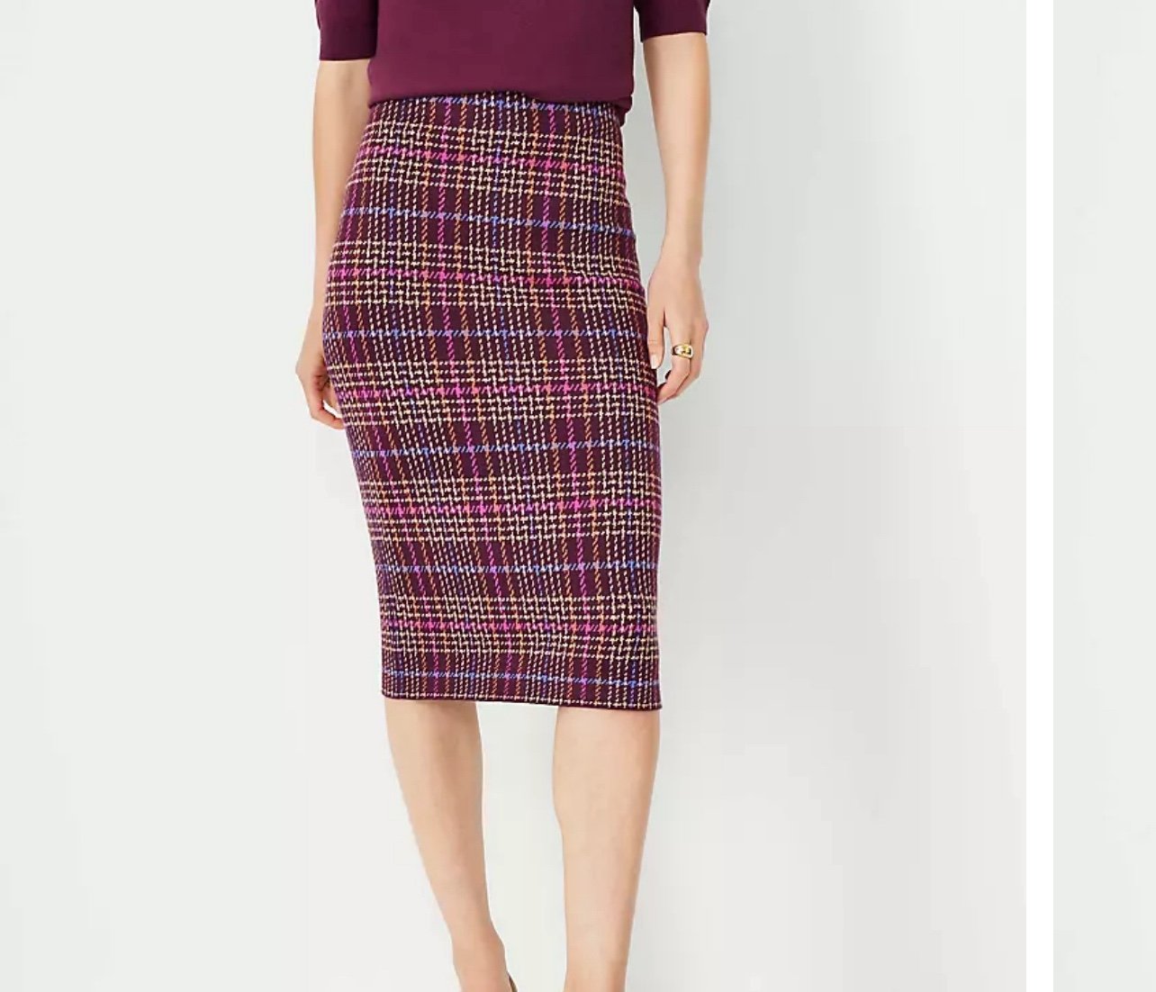 NWT. Ann Taylor Plaid Sweater Pencil Skirt