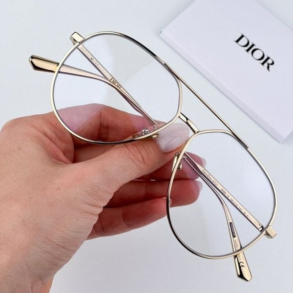 Dior GEMDIOR A1U B0BB BRAND NEW Eyeglsses Gold Blue Block Unisex Pilot