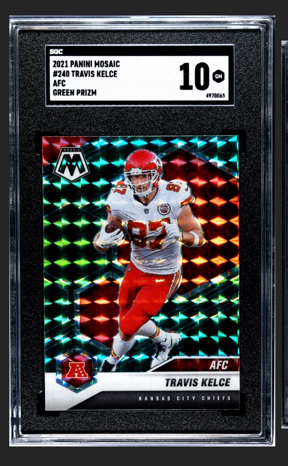 2021 Panini Mosaic - Variations AFC Travis Kelce #240 Mosaic Green Prizm SGC 10