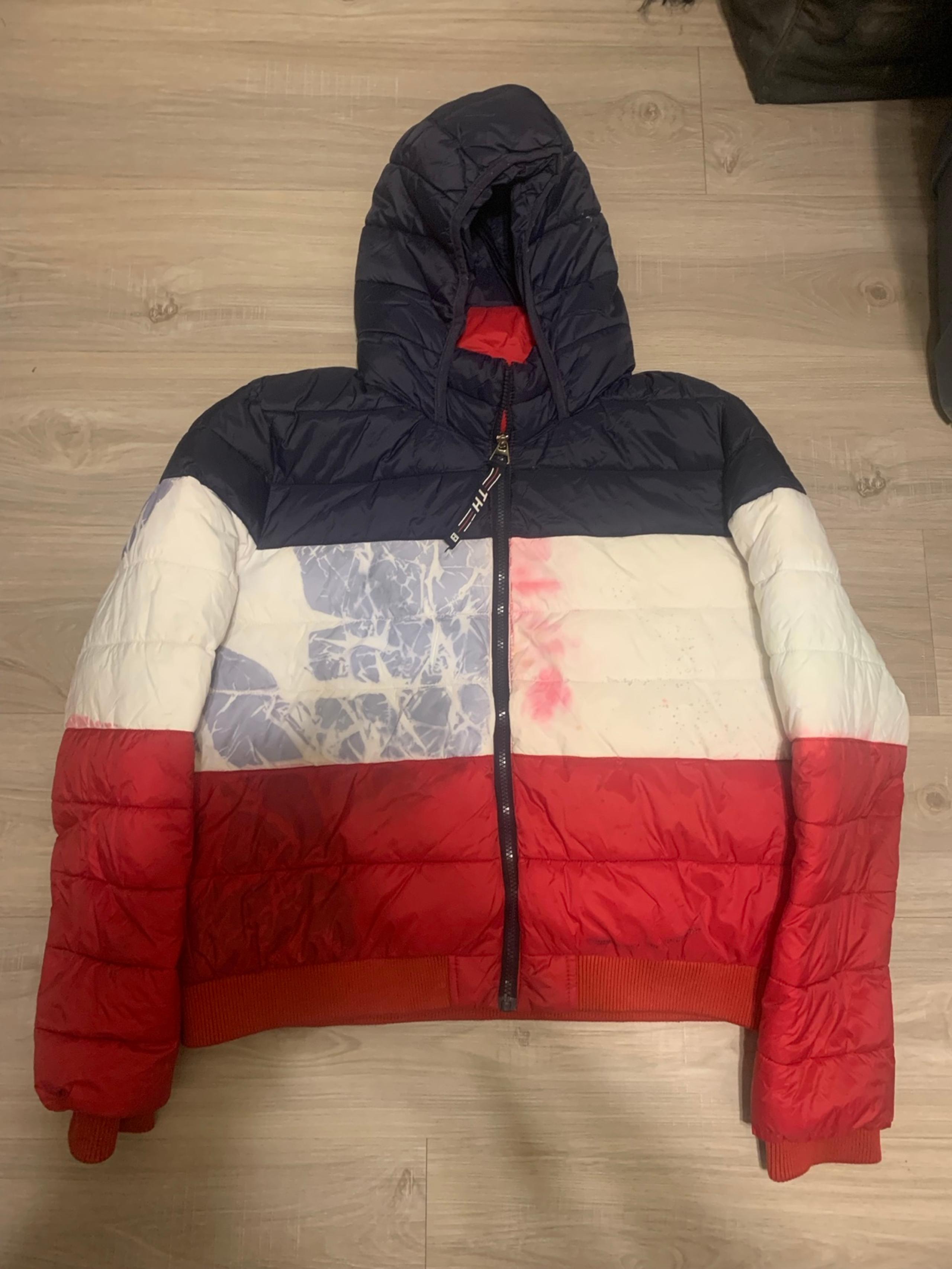 Vintage Distressed Tommy Hilfiger Puffer Jacket Mens XXL
