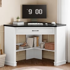 31.5 Corner Computer Desk, Corner Desk with Storage Shelves for Small Space