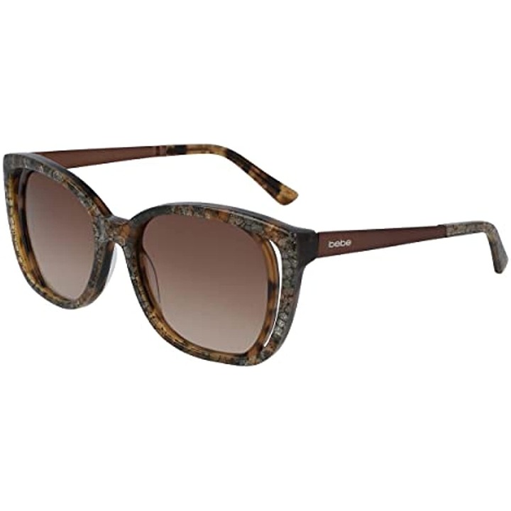 NEW Bebe BB 7210 280 Topaz Floral Sunglasses with Brown Lenses & Bebe Case