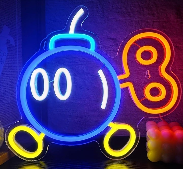 Fun Bright Super Mario Blue Bomb LED Light Video Game Decor
