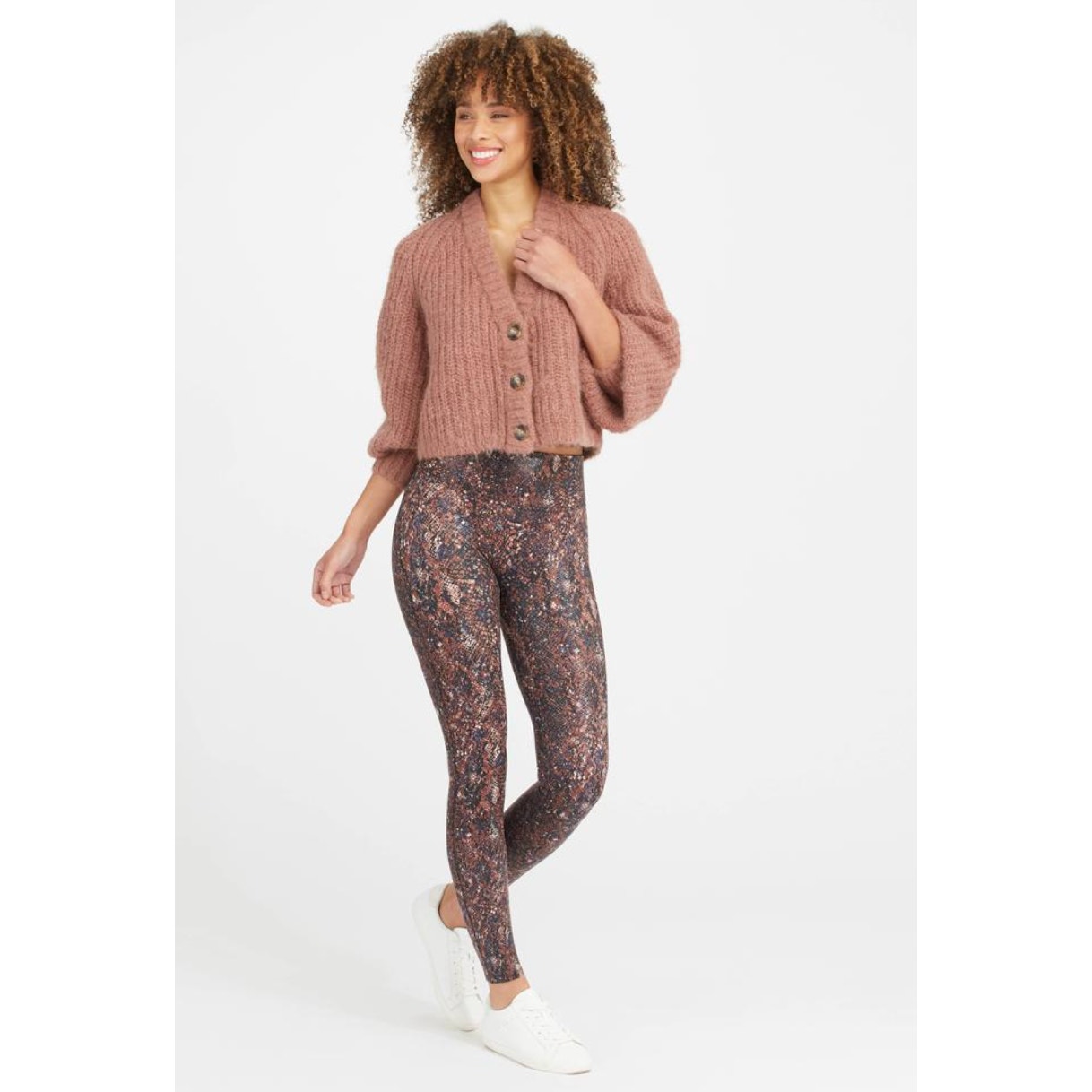 SPANX NWT Faux Leather Snake Shine Legging in Mocha Snake // XS
